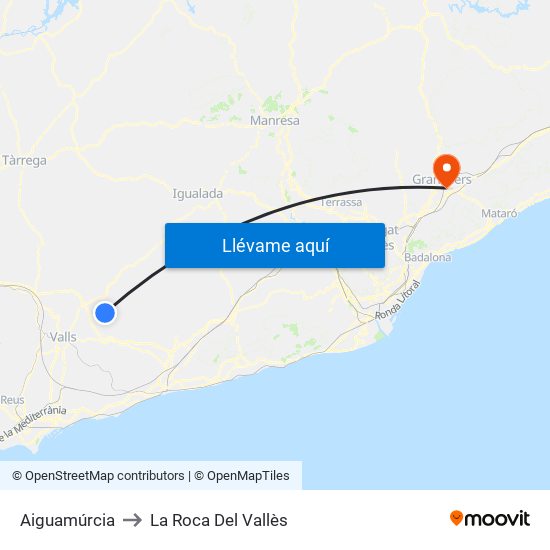 Aiguamúrcia to La Roca Del Vallès map