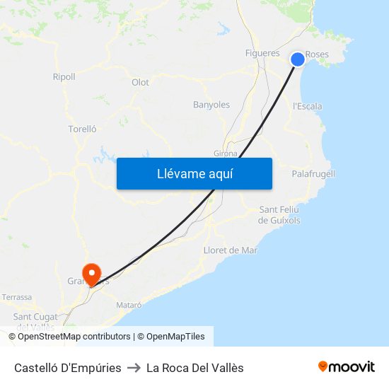 Castelló D'Empúries to La Roca Del Vallès map
