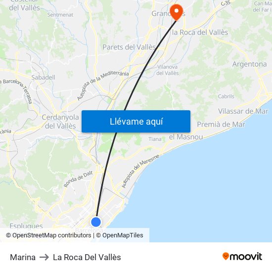 Marina to La Roca Del Vallès map