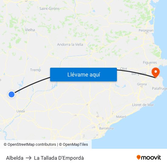 Albelda to La Tallada D'Empordà map