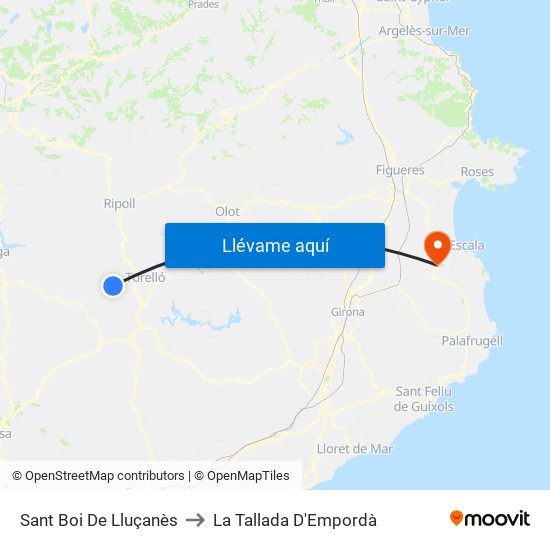 Sant Boi De Lluçanès to La Tallada D'Empordà map