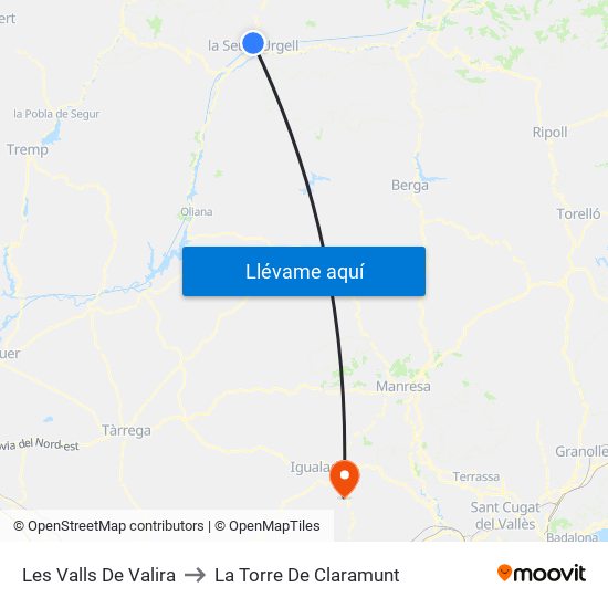 Les Valls De Valira to La Torre De Claramunt map