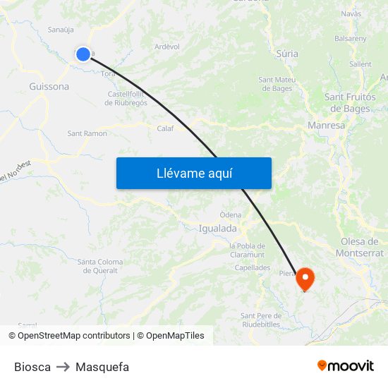 Biosca to Masquefa map