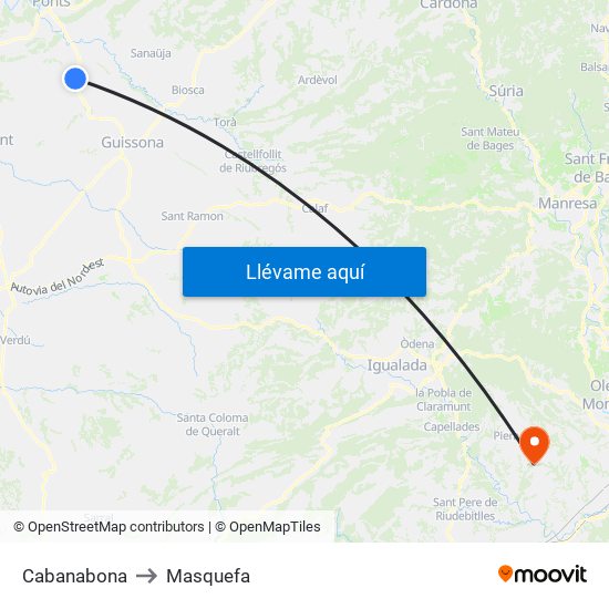 Cabanabona to Masquefa map