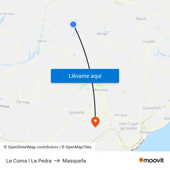 La Coma I La Pedra to Masquefa map
