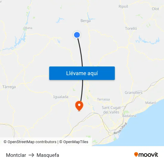 Montclar to Masquefa map