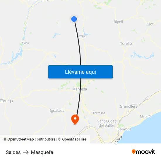 Saldes to Masquefa map