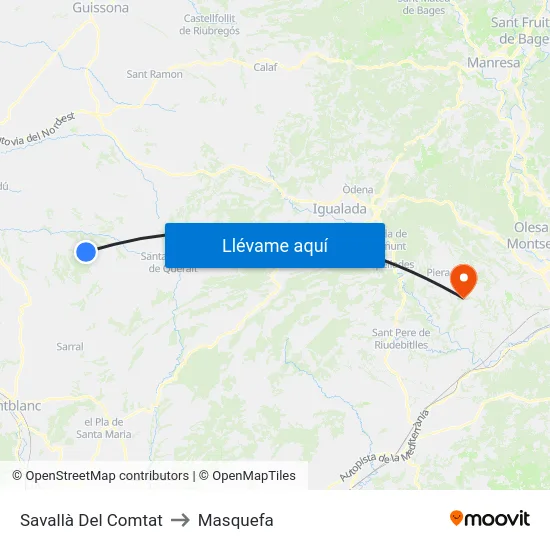 Savallà Del Comtat to Masquefa map