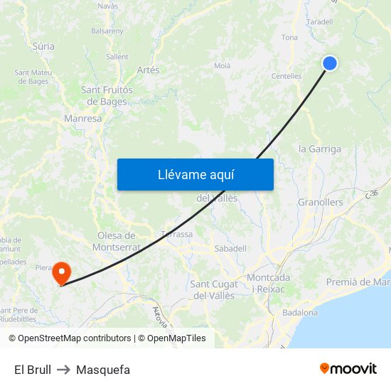 El Brull to Masquefa map