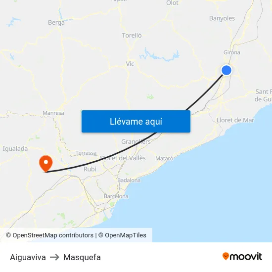 Aiguaviva to Masquefa map