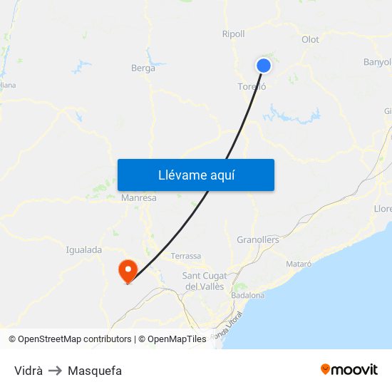 Vidrà to Masquefa map