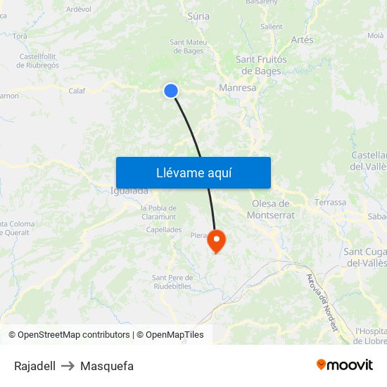 Rajadell to Masquefa map