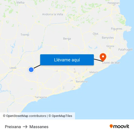 Preixana to Massanes map