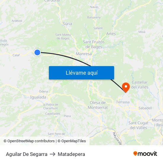 Aguilar De Segarra to Matadepera map