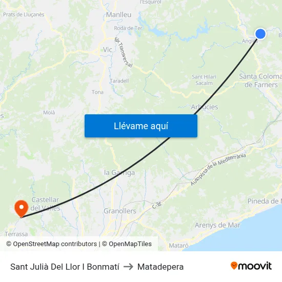 Sant Julià Del Llor I Bonmatí to Matadepera map