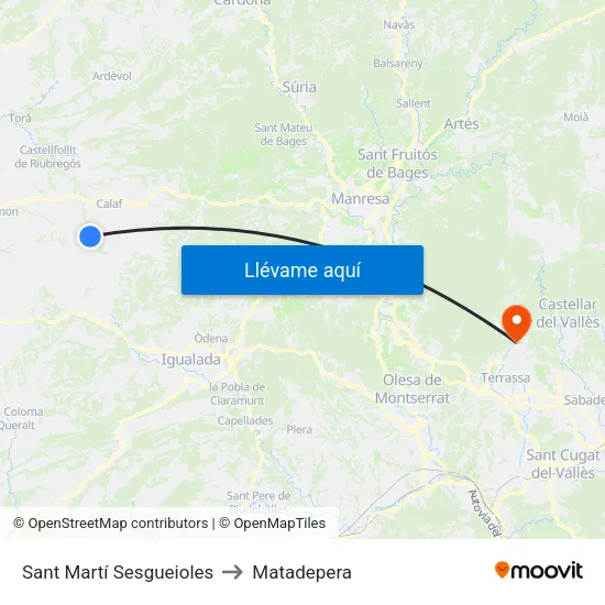 Sant Martí Sesgueioles to Matadepera map