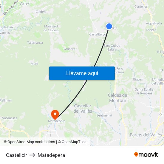 Castellcir to Matadepera map