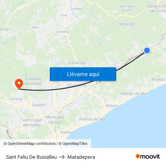 Sant Feliu De Buixalleu to Matadepera map