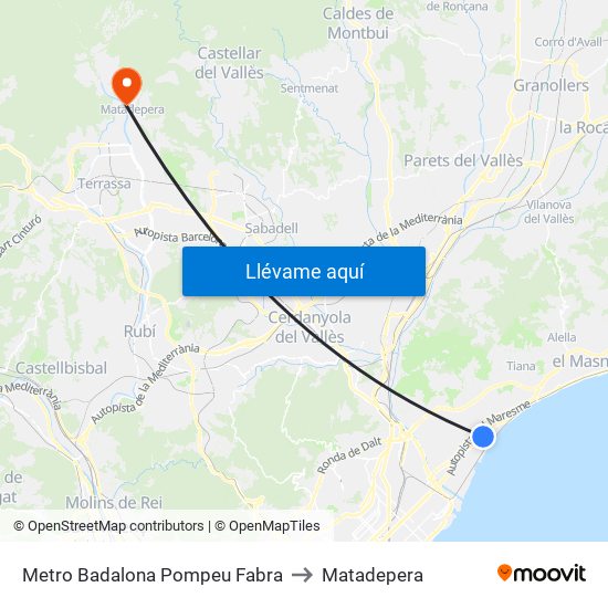 Metro Badalona Pompeu Fabra to Matadepera map