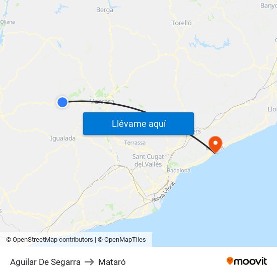 Aguilar De Segarra to Mataró map