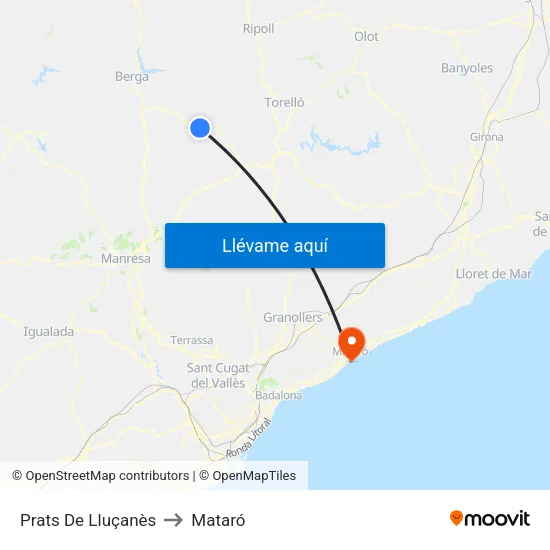 Prats De Lluçanès to Mataró map