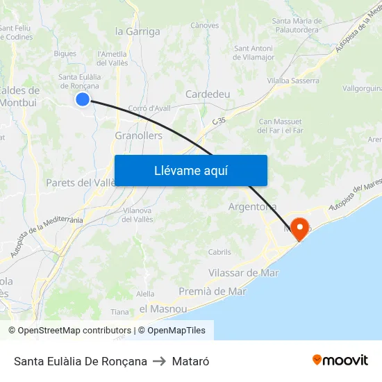 Santa Eulàlia De Ronçana to Mataró map