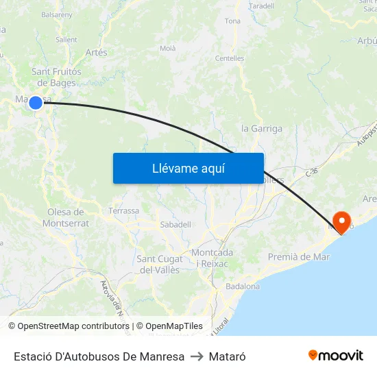 Estació D'Autobusos De Manresa to Mataró map