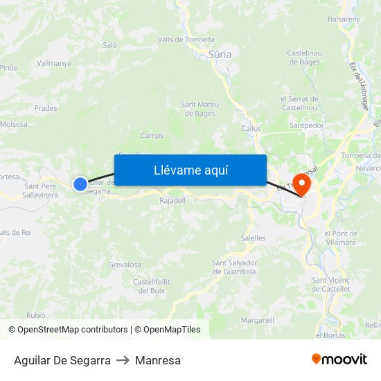 Aguilar De Segarra to Manresa map