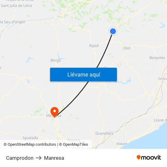 Camprodon to Manresa map