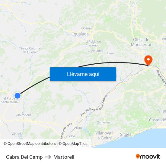 Cabra Del Camp to Martorell map