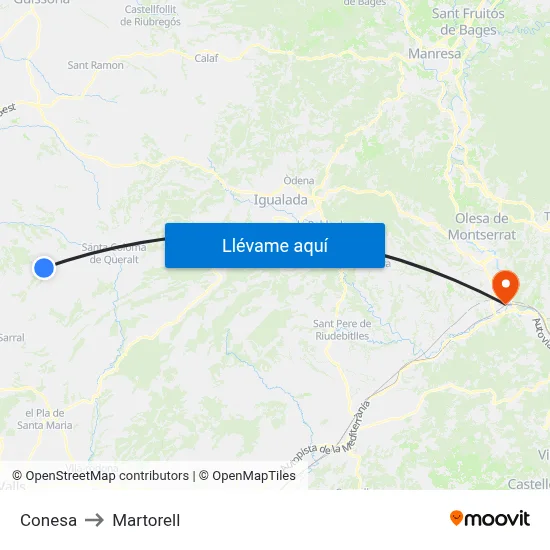 Conesa to Martorell map