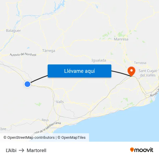 L'Albi to Martorell map
