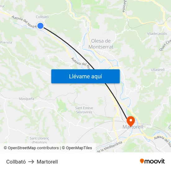 Collbató to Martorell map