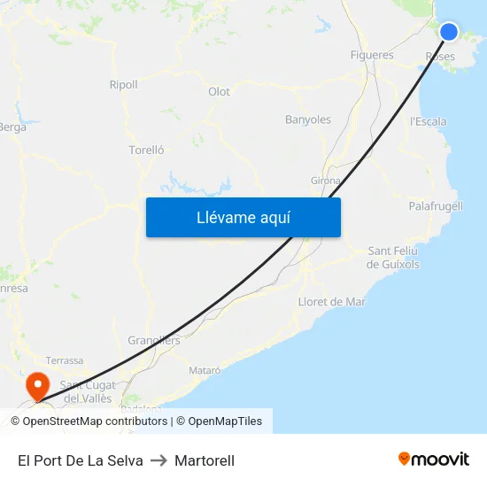 El Port De La Selva to Martorell map