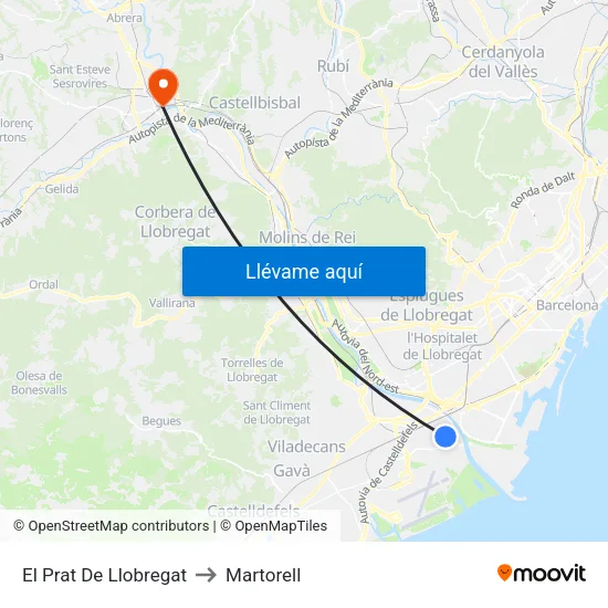 El Prat De Llobregat to Martorell map