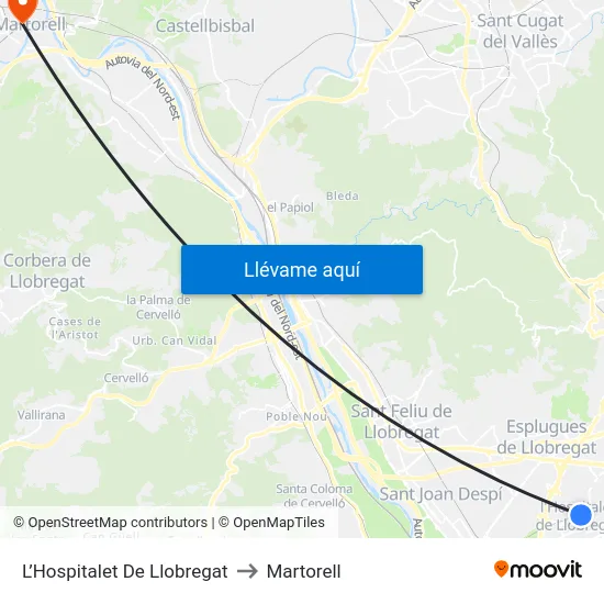 L’Hospitalet De Llobregat to Martorell map