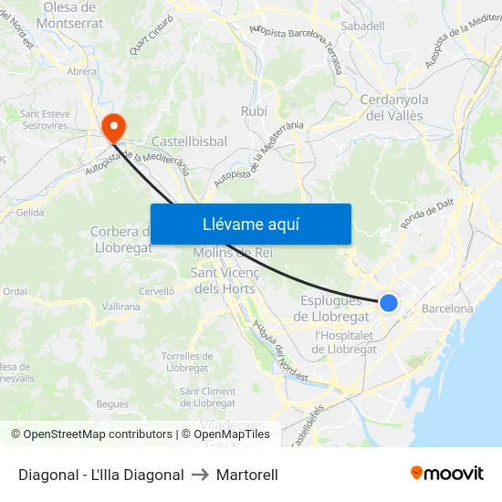 Diagonal - L'Illa Diagonal to Martorell map
