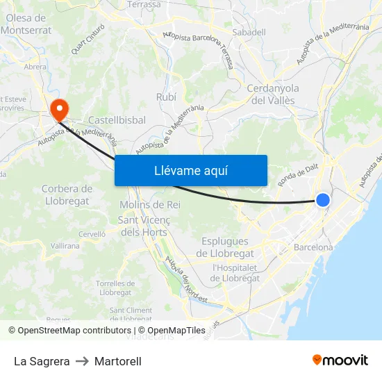 La Sagrera to Martorell map