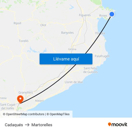 Cadaqués to Martorelles map