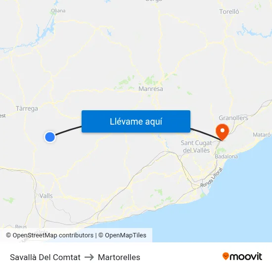 Savallà Del Comtat to Martorelles map