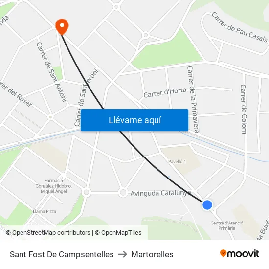 Sant Fost De Campsentelles to Martorelles map
