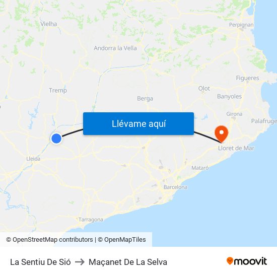 La Sentiu De Sió to Maçanet De La Selva map