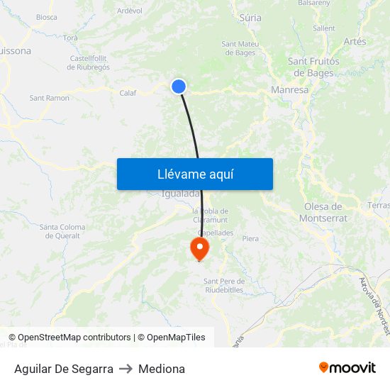 Aguilar De Segarra to Mediona map