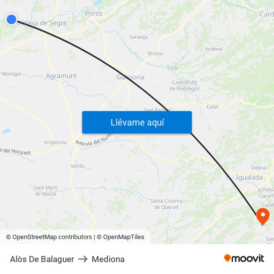 Alòs De Balaguer to Mediona map