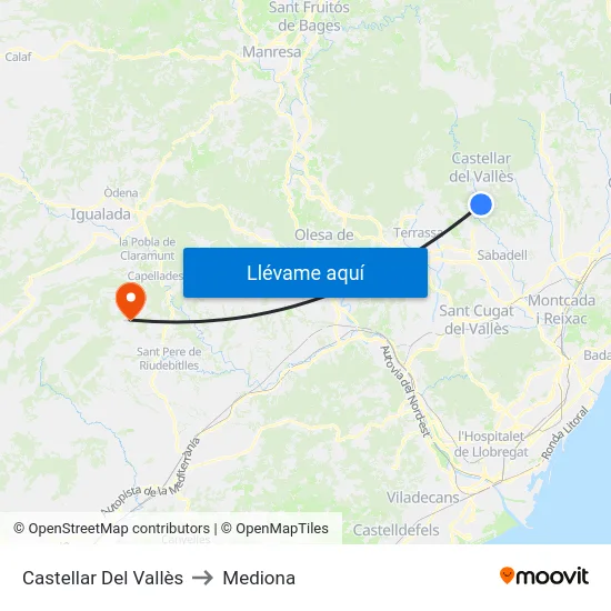 Castellar Del Vallès to Mediona map