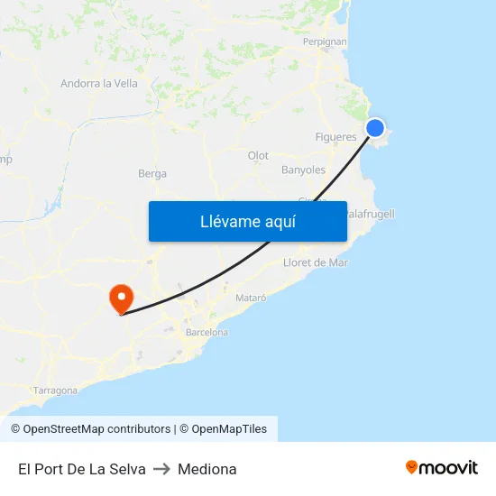 El Port De La Selva to Mediona map