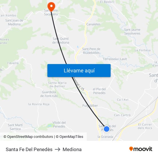 Santa Fe Del Penedès to Mediona map