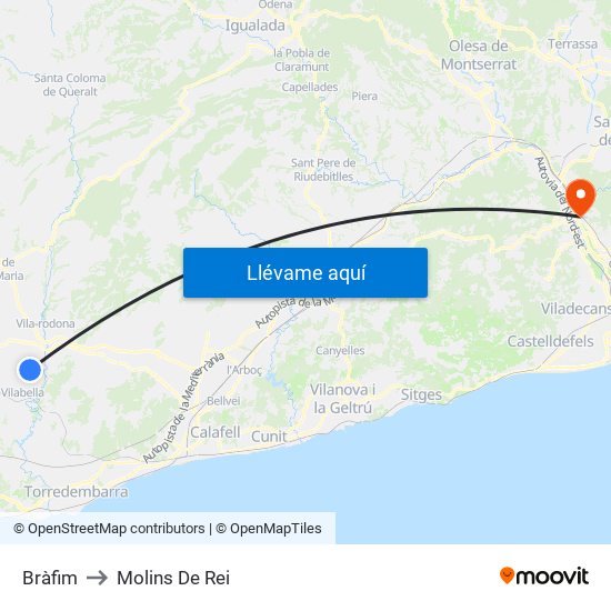 Bràfim to Molins De Rei map