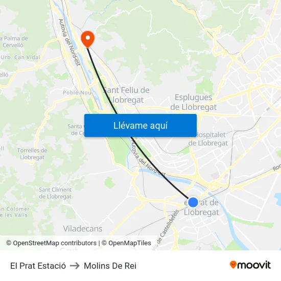 El Prat Estació to Molins De Rei map