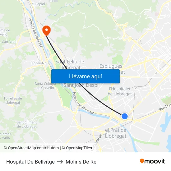 Hospital De Bellvitge to Molins De Rei map